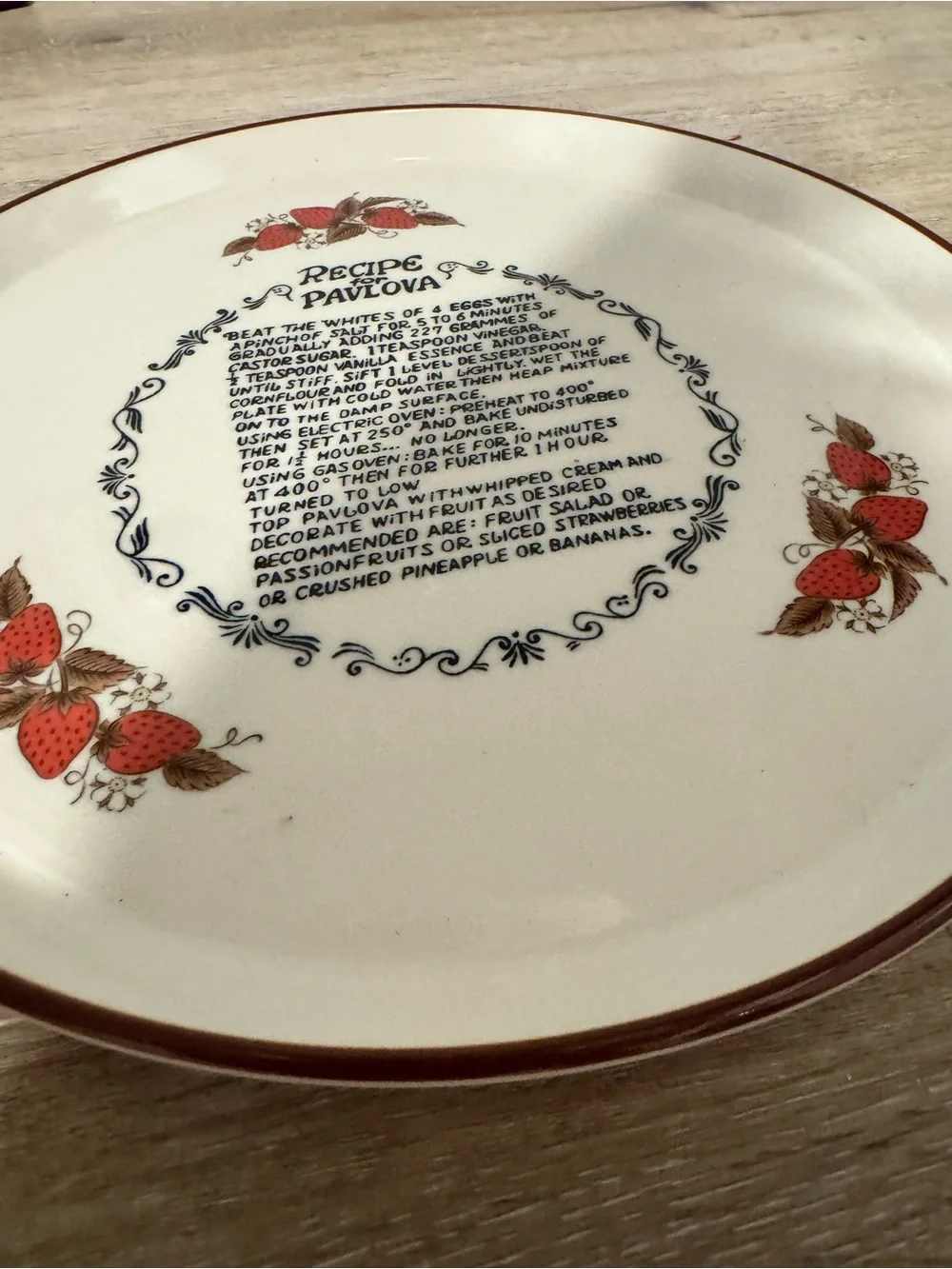 Vintage Pavlova Recipe Decorative Dinner Platter - Cream and Red